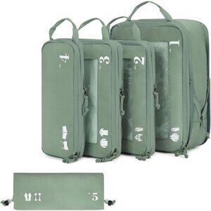 5Set Compression Packing Cubes for Suitcases Organiser Bags Set Travel Essential
